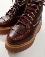 Stone Street lace up 7 eye elevated boots in burgundy