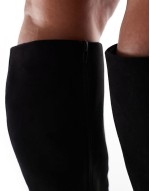 Curve Ciara block heel knee boots in black
