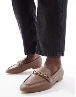 Wide Fit Macaroon chain loafer in Tan