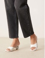 Holbrook metal heel detail heeled mules in white